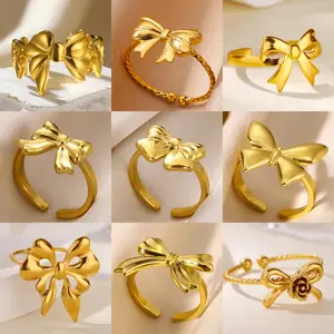 Anillo abierto, chapado en oro, de acero inoxidable 304, con galvanoplastia al vacío (en horno).