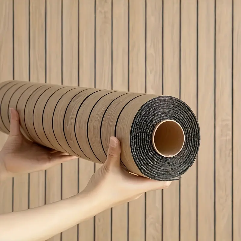 3D Textured Self-Adhesive Wallpaper Roll - Thick Waterproof Foam, Wood/Brick Patterns, Renter-Friendly Hot Bending Design for Home Ceilings, Curved Walls, Home Decorating