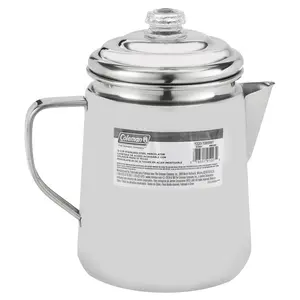 Coleman Stainless Steel Percolator 12-Cup Coffee Maker 9.5in H x 6.4in W x 8.6in L Model 1220-1090001