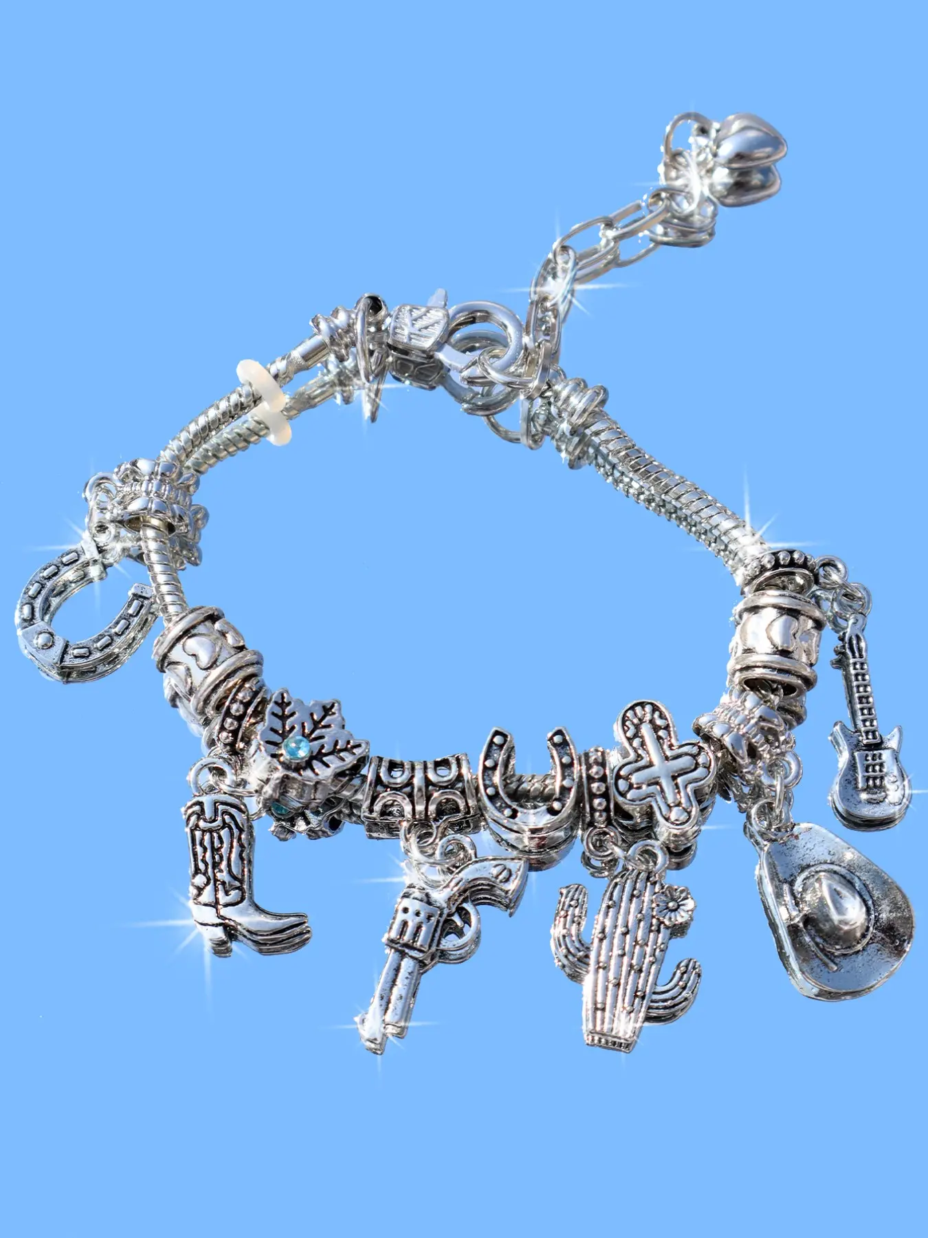 Western Style Hand Chain Bracelet, DIY Charm Bracelet, Horse Boot Bracelet, Equestrian Bracelet, Hat Cactus Bracelet, Casual Heart Pattern, All Seasons, Alloy Chain Bracelet, Jewelry Bracelet, Fashion Bracelet