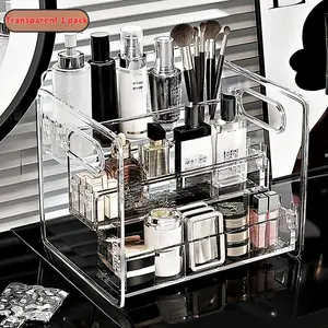 High-Quality 3-Layer Transparent Acrylic Makeup Storage Box, Large Capacity Staircase Design, Easy Storage for Skincare, Cosmetics, Perfume, Beauty Supplies Organizer