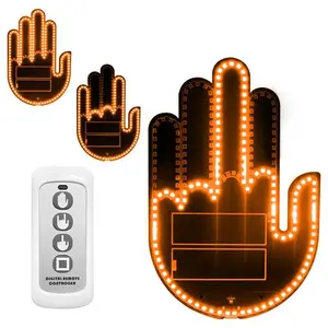 Car Gesture Decorative LED Finger Light, Wireless Remote Control Three Modes Fun Hand Signals, Relieve Road Rage, Calm Driving Experience