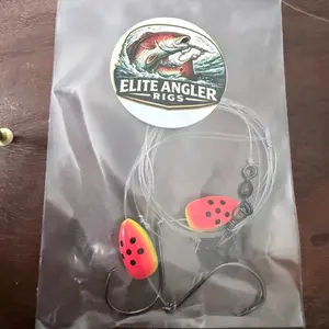Elite Angler Rigs Fishing Watermelon Pompano Rig Saltwater Fishing Rig for Pompano Targeting with Vibrant Colors Rotating Tail