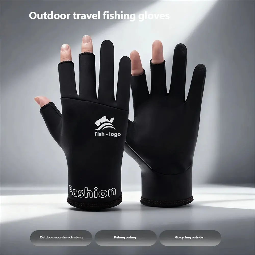Winter Fishing Gloves for Men, Three-Finger Design, Waterproof, Windproof, Non-Slip, Outdoor Driving, Cycling, Hiking, Fishing Gloves