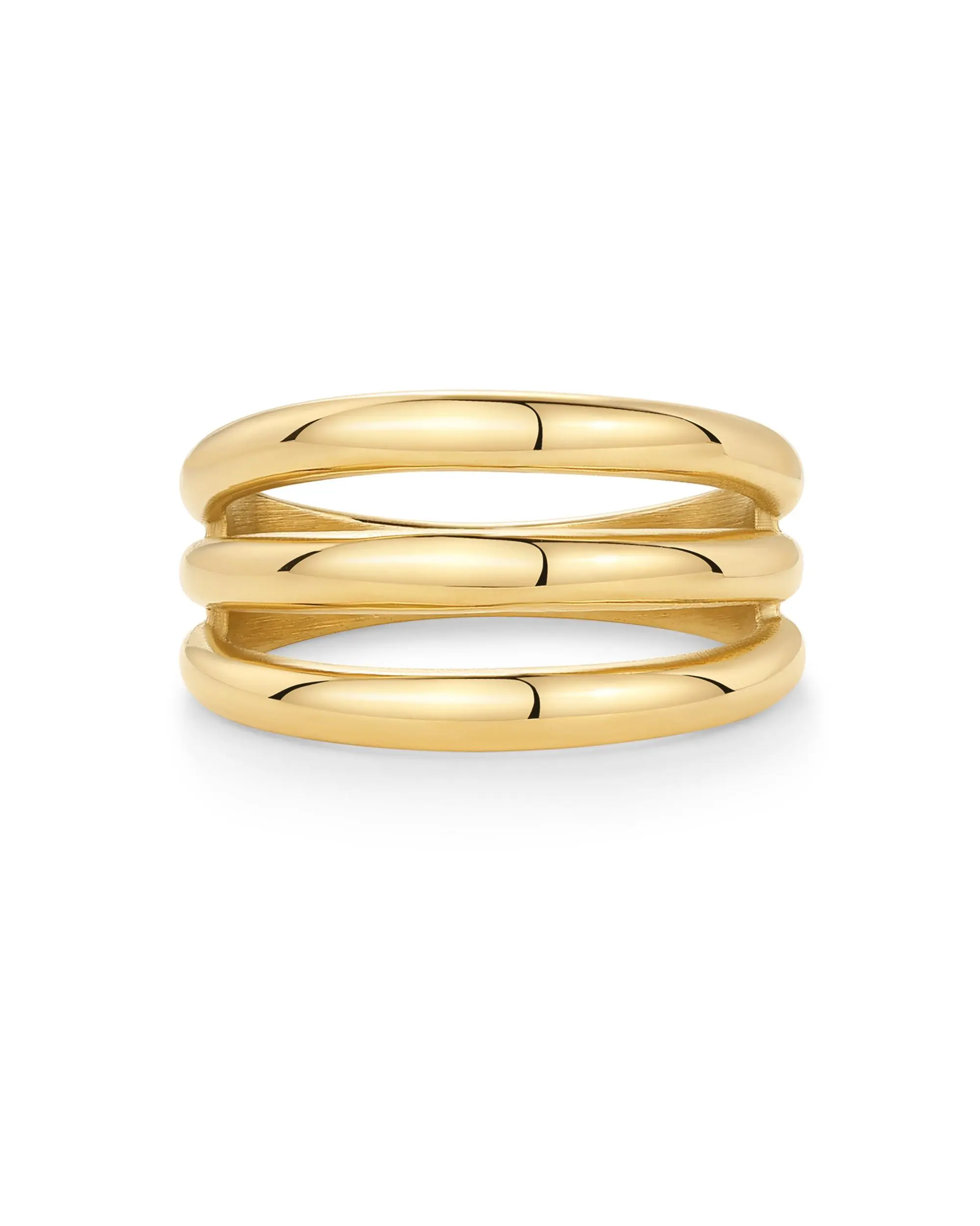PAVOI 14K Gold Plated Chunky Triple Band Ring for Women - Statement Trendy Rings