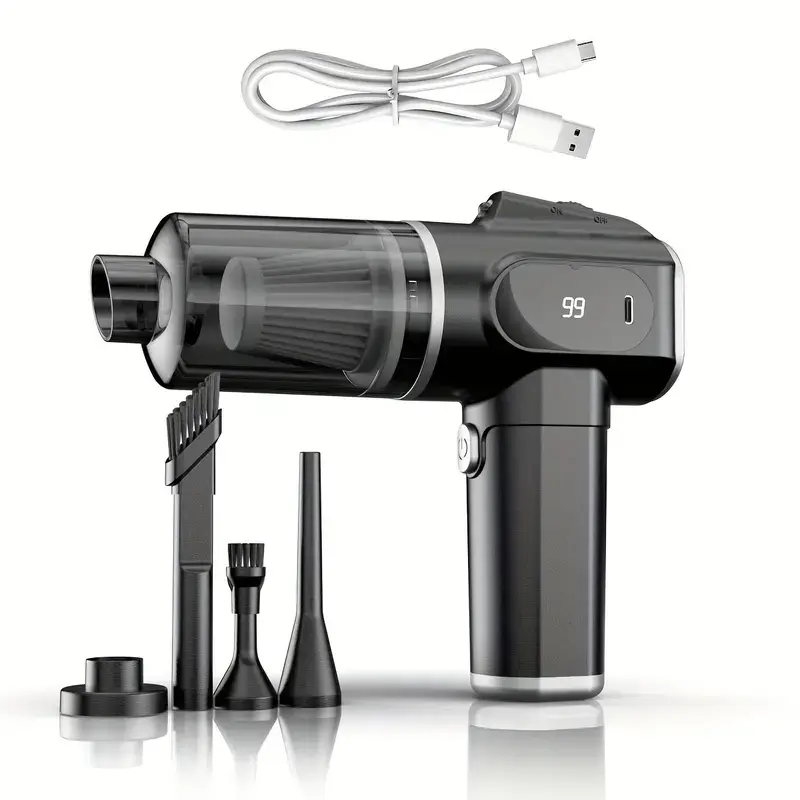2-in-1 Cordless Dual Mode Mini Handheld Vacuum Cleaner & Air Duster, 5500Pa Suction, Compact Form, 4 Accessories, Budget Portable for Car Interior & Home Cleaning, small mess