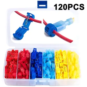 Quick Cable Connector, 120pcs Snap Lock Wire Terminal Crimp T-Tap Connector Kit, Fast Electrical Fix, Prevent Loose Wires, No-Strip Design, Ideal for DIY Home Improvement, Auto Wiring, Car Stereo, Motorcycle, Boat, RV Repair
