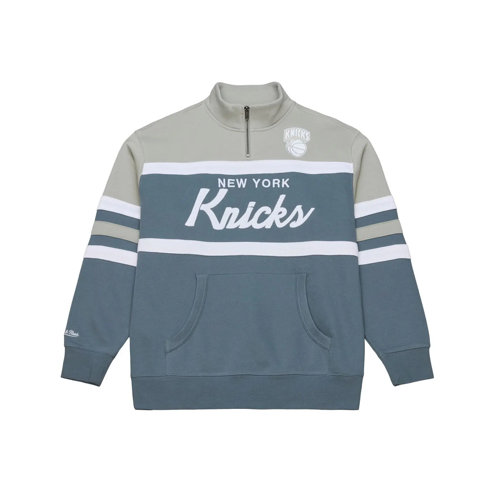 New York Knicks Gray Thunderstorm Quarter-Zip Pullover NBA Throwback Outerwear Vintage Fan Gear Mitchell & Ness