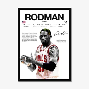[SALE UP TO 45%] Dennis Rodman Hardline Series Poster, Iconic Basketball Wall Art for Fans Home Decor and Man Cave, Sports Gift for Men [UNFRAMED]