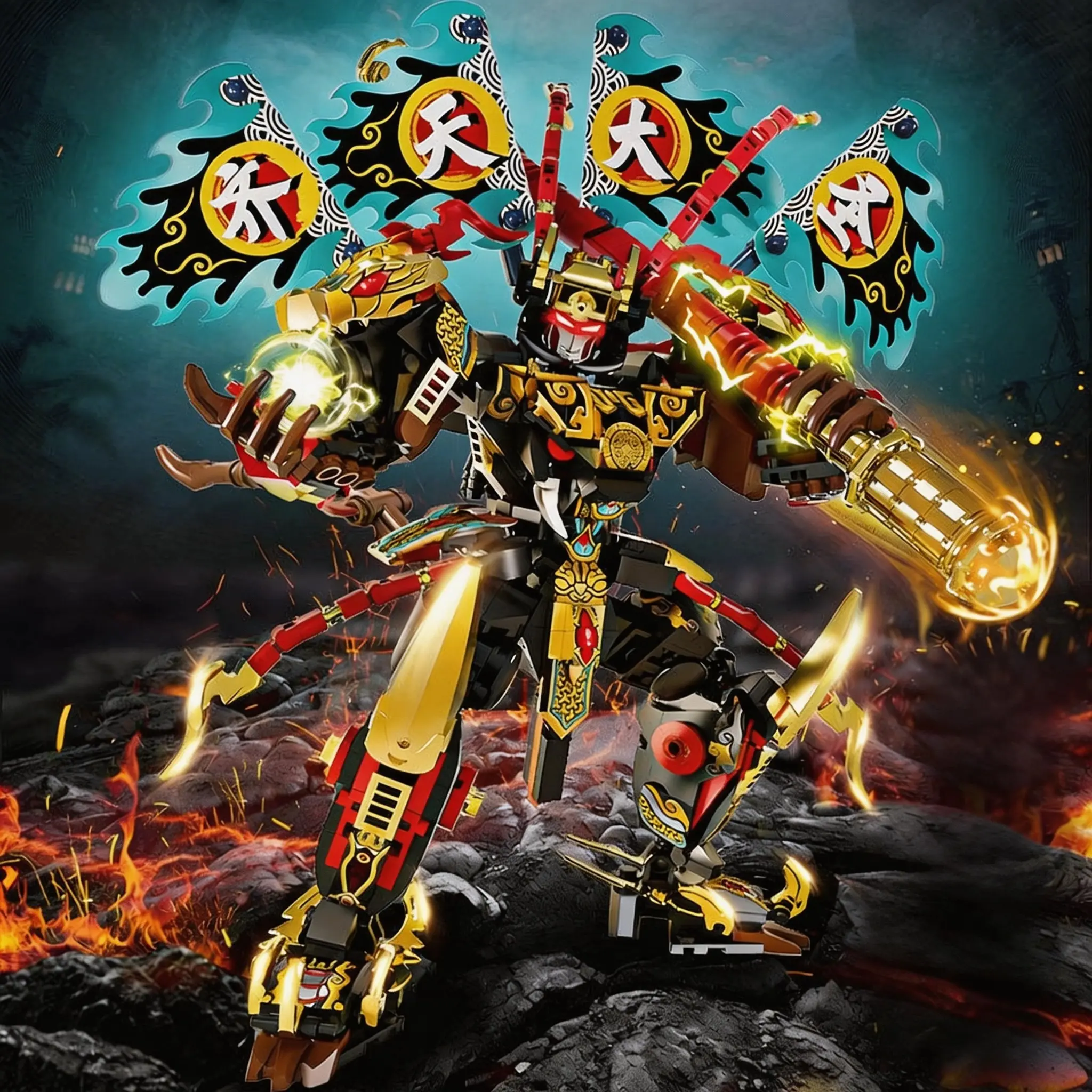 800pcs Sun Wukong Mecha Model Building Blocks Toy Set, Unisex Construction Kit, Ideal for Kids' Creative Play, Mega Stackable Cubes, Model Building Kits