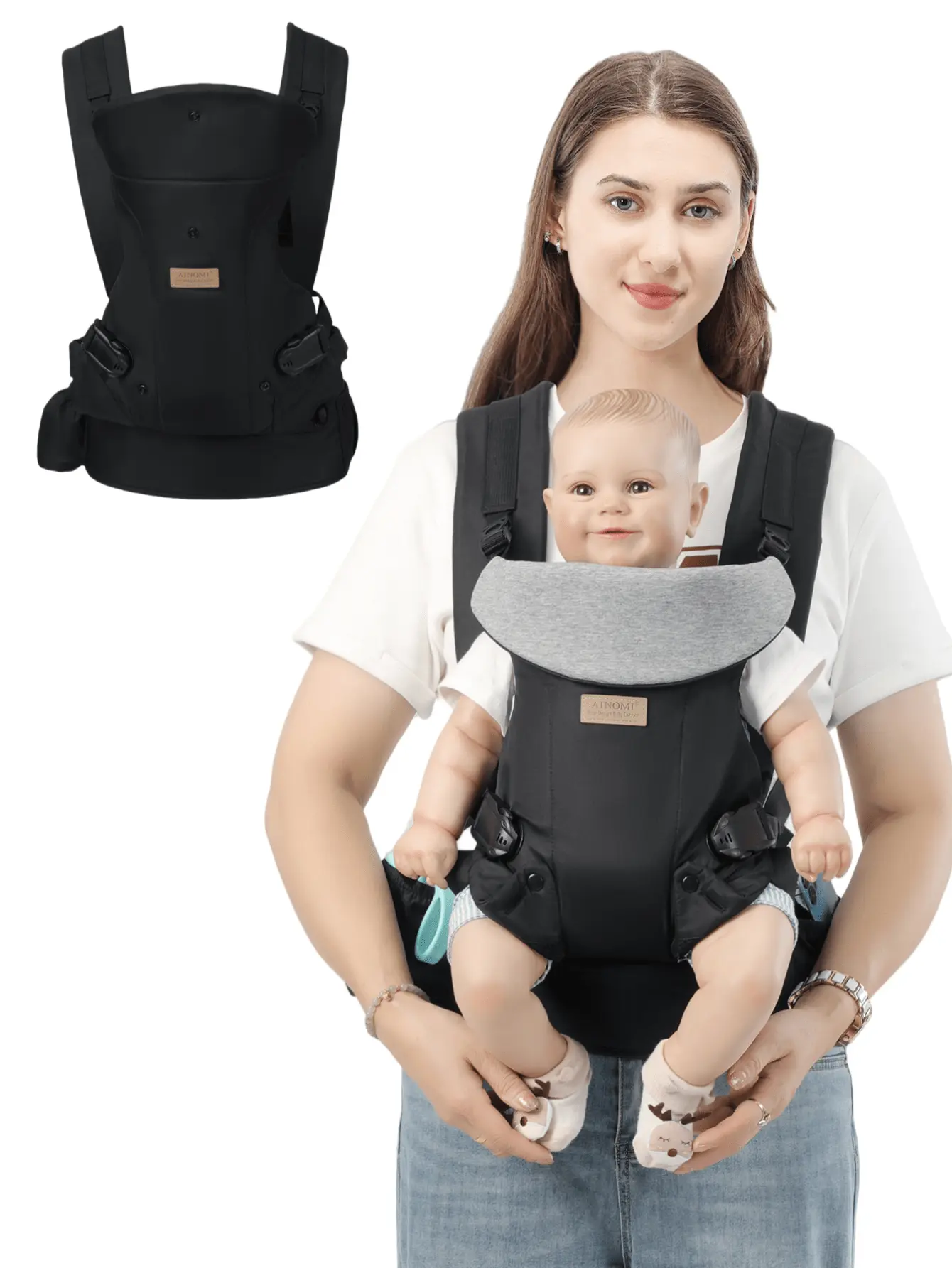 Unisex 2-in-1 Front-Back Baby Carrier - Front-Facing Baby Carriers, Soft Structured Harness, Adjustable Straps, Waist Stool Sling, Lightweight Portable Ergonomic Design for Newborns-Infants, Outing Essential
