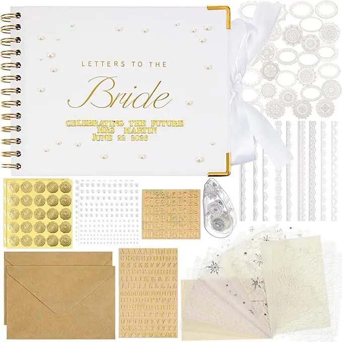 Letters to the Bride Book Wedding Gift - Heartfelt Wedding Letters Scrapbook for Bride, DIY Bridal Shower Gift from Bridesmaids & Mom, Elegant Pearl Decor Keepsake Memory Book for Wedding Morning Letters to the Bride Book Wedding Gift - Heartfelt Wedding Letters Scrapbook for Bride, DIY Bridal Shower Gift from Bridesmaids & Mom, Elegant Pearl Decor Keepsake Memory Book for Wedding Morning