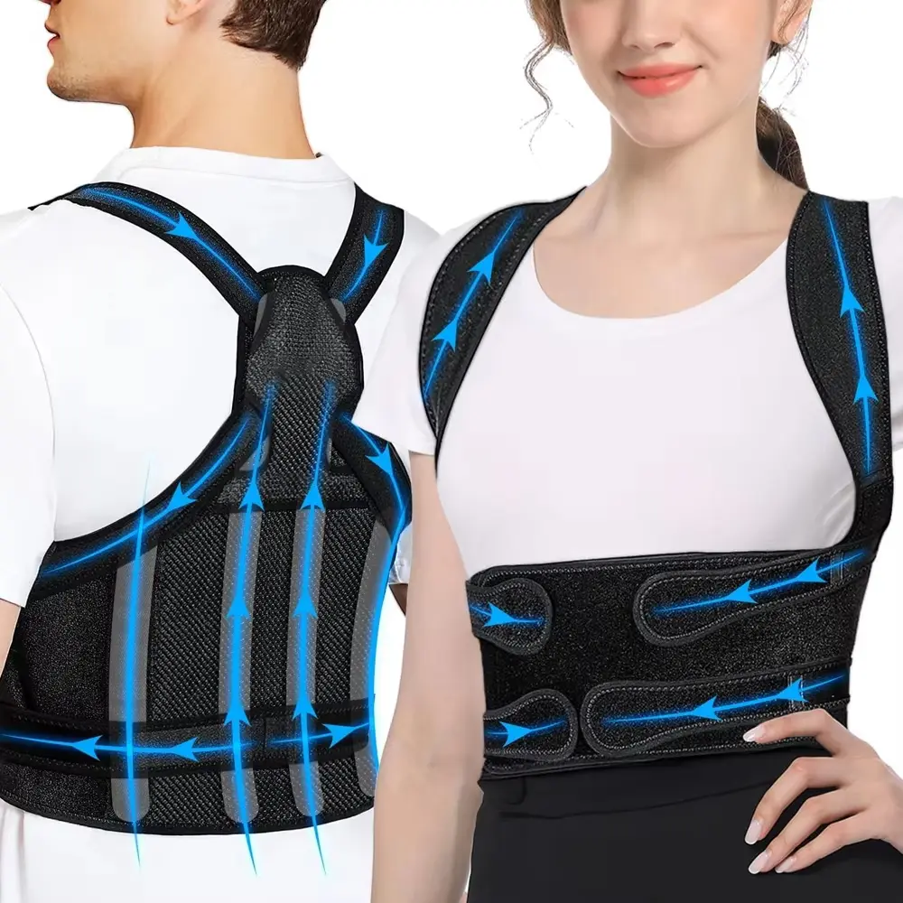Black Unisex Adjustable Waist Posture Correction Belt Light Breathable and Comfortable Providing Waist and Back Upright Support Suitable for Daily Wear To Improve Posture