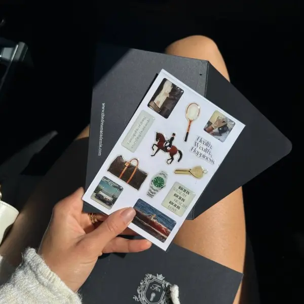 The Old Money Glossy Sticker Set for iPhone - 12 High-Quality Affirmation Stickers, Waterproof & Scratch-Resistant, Stylish Envelope, Personalized & Stylish Touch for Smartphone Cellphone