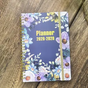 3 Year Floral Tropical Printed Vintage Monthly Planner 2026-2028 with Succulent Design and Blue Accents month financial planner weekly monthly planner planner organizer daily planner notebook Spiral Bound Weekly & Monthly Planner premium paper