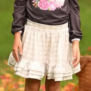 Annie Ruffle Skort - Cafe au Lait Gingham