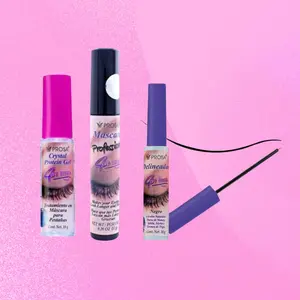 Prosa Professional Mascara, Protein Clear Gel and Long Lasting Eyeliner SET Makeup Cosmetic Smooth Flawless