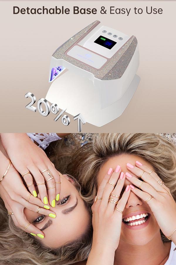 CHRISTINE SHELLY UV Nail Lamp, Cordless UV Light for Gel Nails with Auto Sensor & 4 Setting Timers, Rechargeable LED Nail Light, Professional Nail Dryer for Salon & Home, Pink Diamond