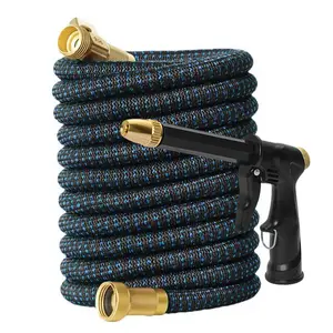 High-Pressure Garden Hose Set - 3x Expandable Retractable Design - Durable Rubber Material - American Standard Connector - Suitable for Outdoor Home Cleaning and Car Washing - Multifunctional Garden Tool Kit