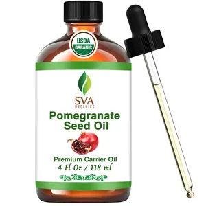 SVA Pomegranate Seed Organic - 4 Fl Oz – 100% Natural Cold Pressed Organic Pomegranate Oil - for Face, Skin Care, Hair Care, Scalp Massage & Body Massage – Carrier Oil with Dropper