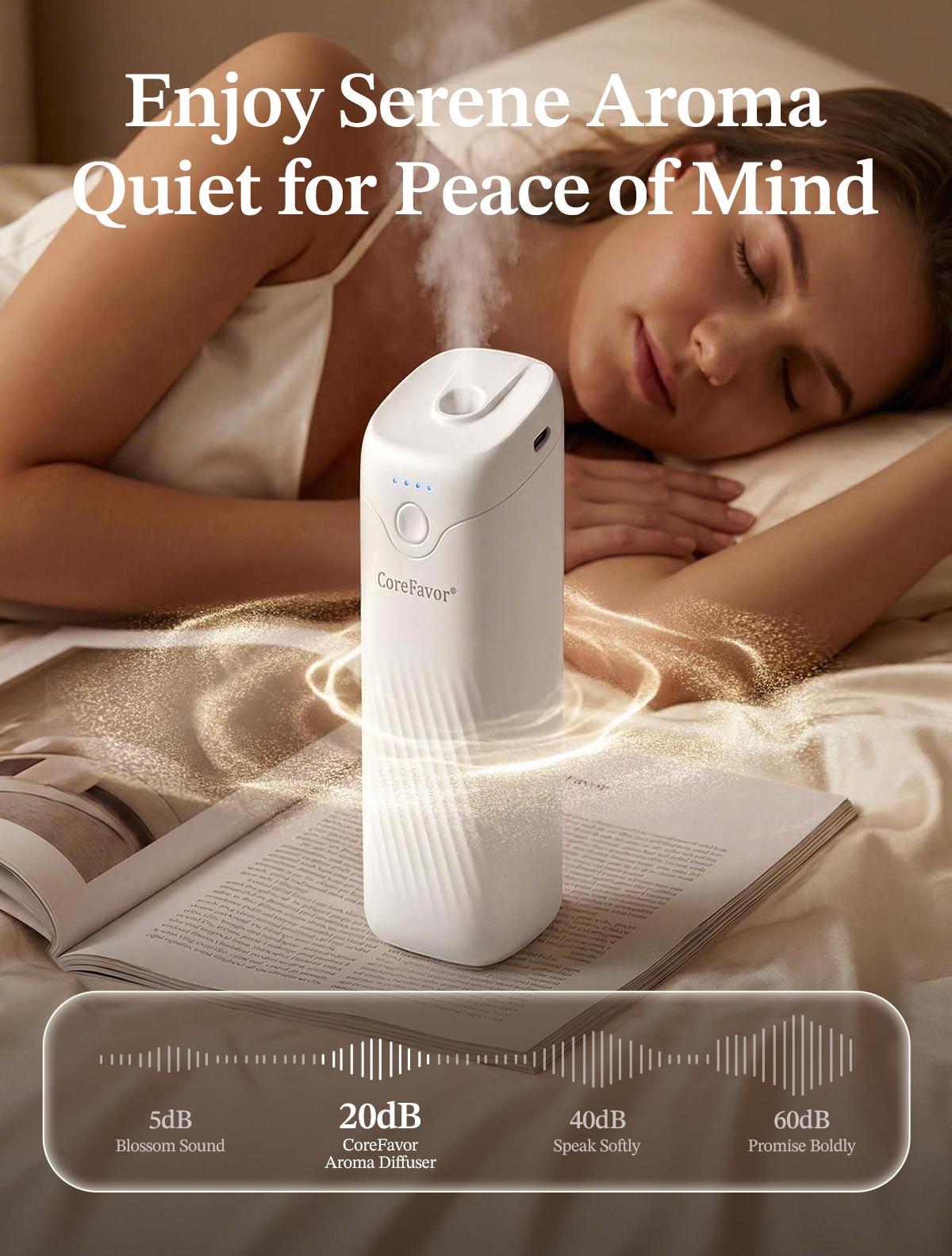 CoreFavor Waterless Essential Oil Diffuser - 120ml Cordless Compact Form Portable Unit, USB Rechargeable Batteries, Wall Mount, 4 Adjustable Fragrance Levels, Quiet Small Footprint Humidifier for Bathroom, Bedroom, 0.12L CoreFavor Waterless Essential Oil Diffuser - 120ml Cordless Compact Form Portable Unit, USB Rechargeable Batteries, Wall Mount, 4 Adjustable Fragrance Levels, Quiet Small Footprint Humidifier for Bathroom, Bedroom, 0.12L
