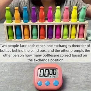 21 fun bottle guessing sets, Family fun game, including 20 colored bottles and a storage box, to enhance the logical thinking ability of adults. Color matching games bring relaxation and entertainment, memory and logic training. Beverage matching toy set
