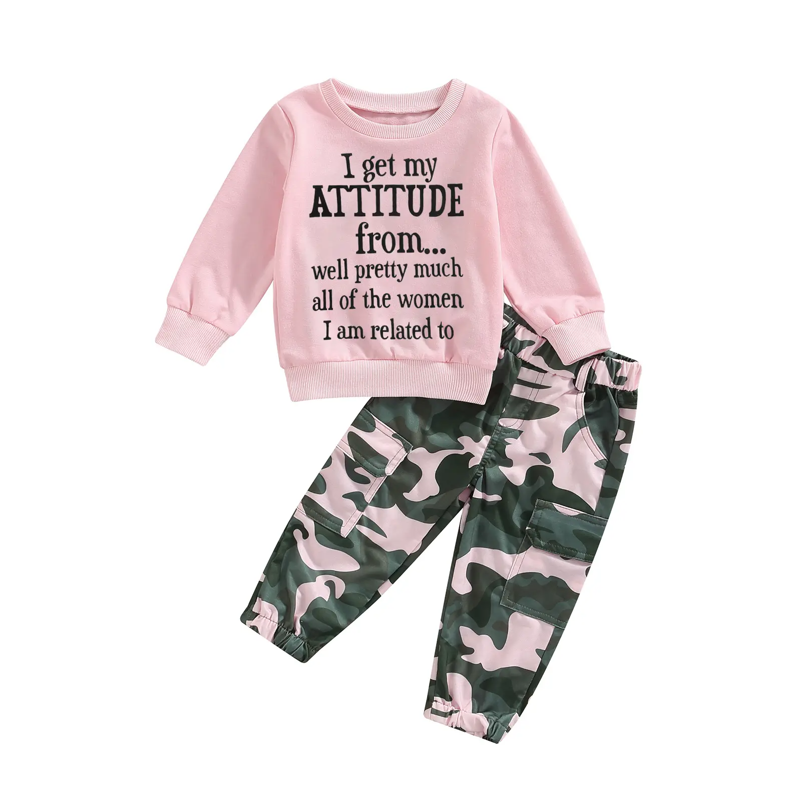 Toddler Baby Girls Clothes Set 2T 3T 4T 5T Fall Winter Outfits Pullover Sweatshirt Camo Pants Set Kids Sweatsuit