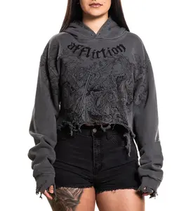 Affliction Women's Crop Hoodie Angels  