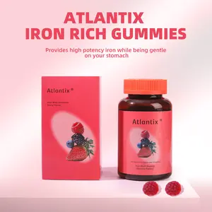 ATLANTIX Iron Gummies – Bioavailable Iron from 4 Organic Sources with Heme Iron & Ferrous Gluconate, Antioxidant Vitamin C, Iron Deficient Support, 60 Gummies