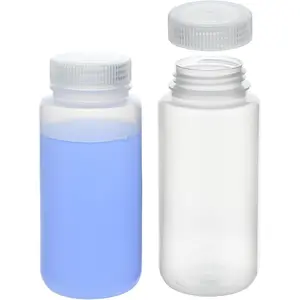 16.9oz/500ml Plastic Bottles with Caps - Wide Mouth Leak-proof Storage Bottles, Containers for Liquid Storage, Water Sample Bottles, Reagent Bottle (2Pcs, White)