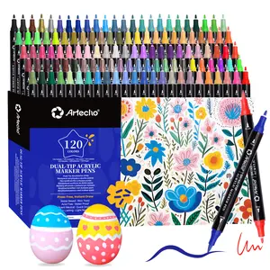 Artecho Acrylic Paint Markers Set, Dual Tip & Fine Tip PaintPens -Quick Drying & Waterproof - for Painting, Drawing,Coloring & DlY, Christmas Gift