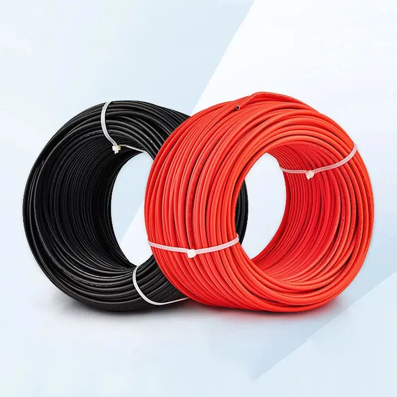 Photovoltaic-Specific Copper Wire Cable, 10AWG(6mm²)/12AWG(4mm²) Tin-Plated Copper, 100M Red & Black Each, Double-Layer Insulation, Anti-Oxidation, UV-Resistant, Corrosion-Resistant for Home Improvement Electrical Installation