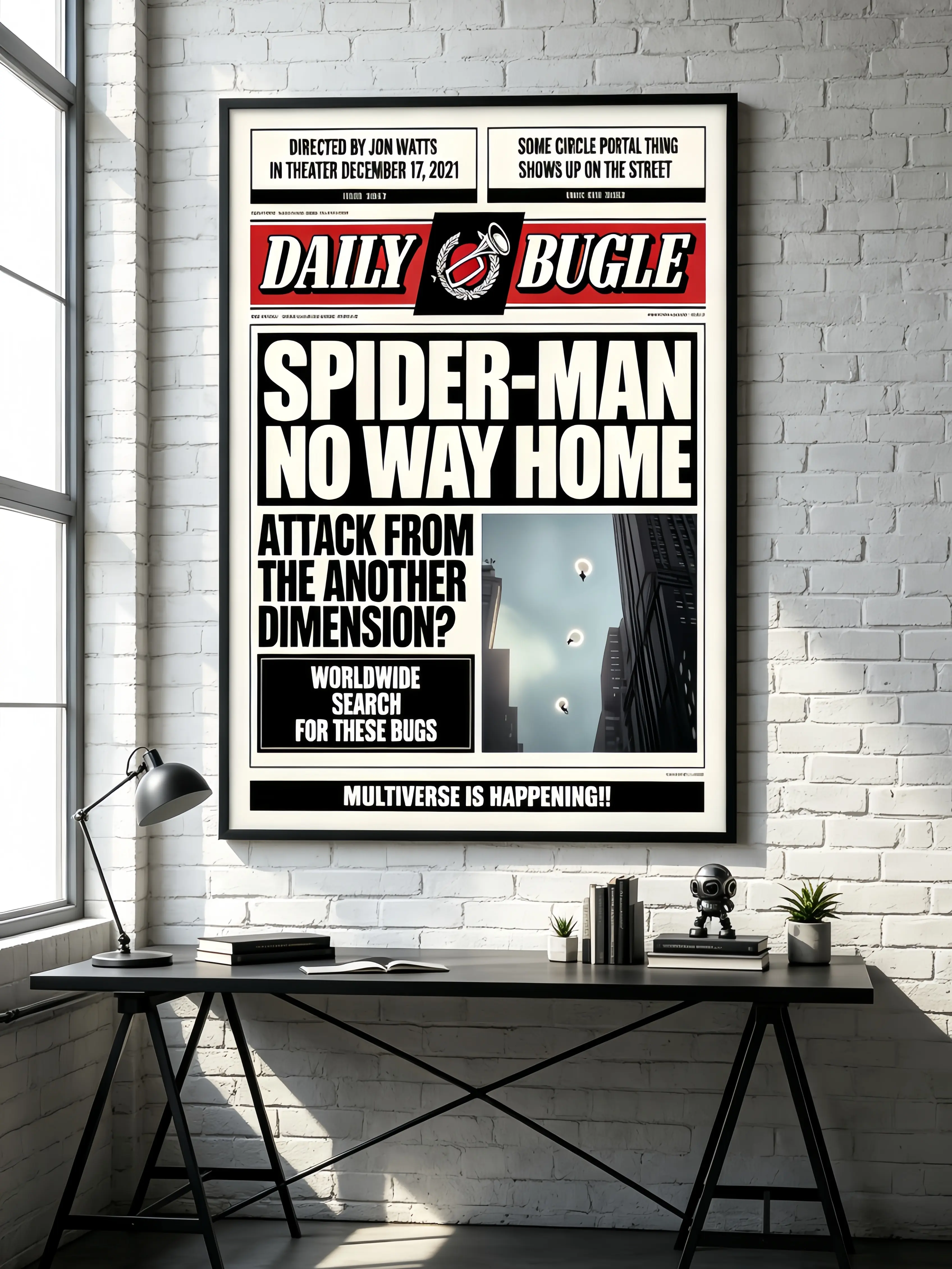 Spider-Man: No Way Home Vintage Newspaper Style Poster - S-M Size Home Decor Wall Art, Cool Multiverse Gift for Marvel Fans