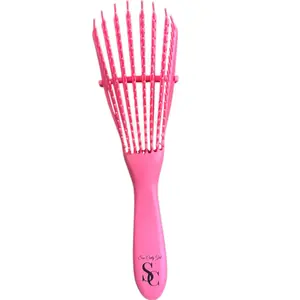 SC Pink Detangling & Styling Hair Brush for Curly Hair Heatless Haircare Tool Gentle Design Prevents Damage for All Hair Types