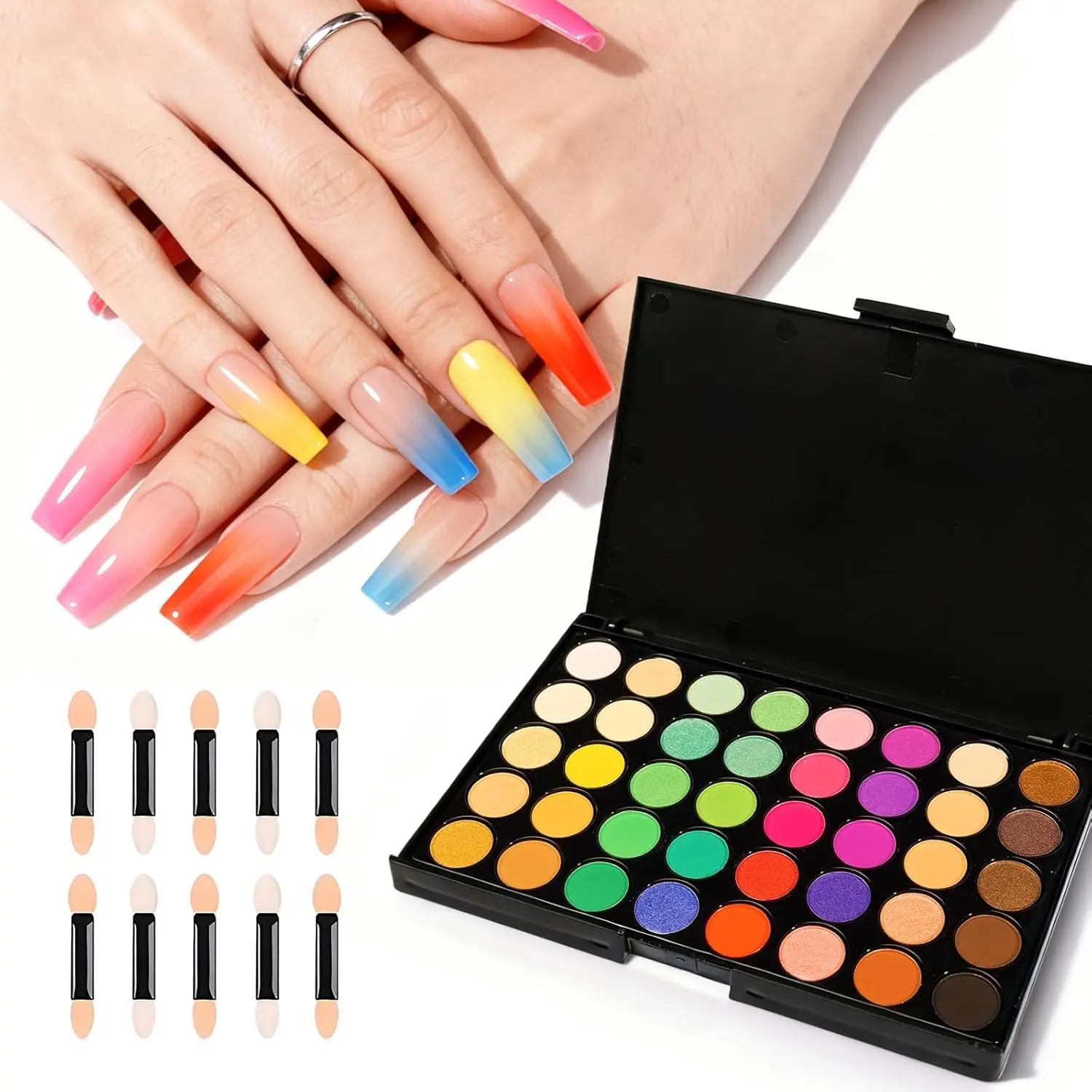 MelodySusie 40-Color Nail Powder Pigment Kit - Long-Lasting for Easy Gradient Ombre Nail Art, Professional DIY Manicure Supplies for Beginners & Home Salons, Spring Summer Gift