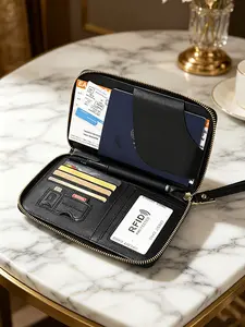 Unisex Zippered Phone Wristlet Wallet, Rfid Wristlet, Zipper Wristlet Purse, Leather Clutch with Card Slots & Phone Holder, Portable All-in-One Bag for Daily Commute, Travel & Gift