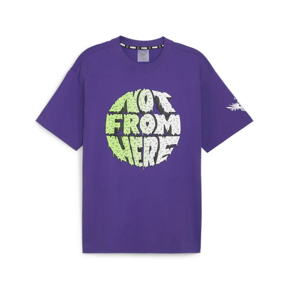 PUMA Mens Melo X Toxic Graphic Crew Neck Short Sleeve Casual Tops Casual - Purple