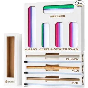 Storage Bag Organizer, Foil and plastic wrap organizer with cutter, Kitchen Organizers