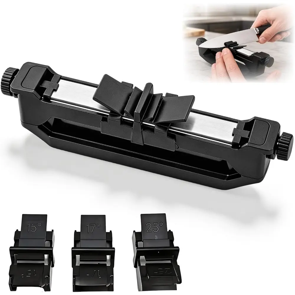 Knife Sharpener,Portable Knife Sharpener,Handheld Angle Guided Knife Sharpeners,Multi-purpose Sharpening Stone Set for Kitchen & Travel Knives
