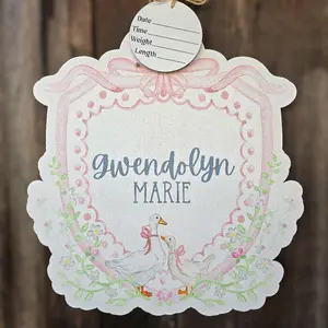 Floral Goose Printed Custom Personalized Name Sign | Hospital Door Hanger | Grandmillenial Announcement | Custom Baby Name Sign | Name Sign