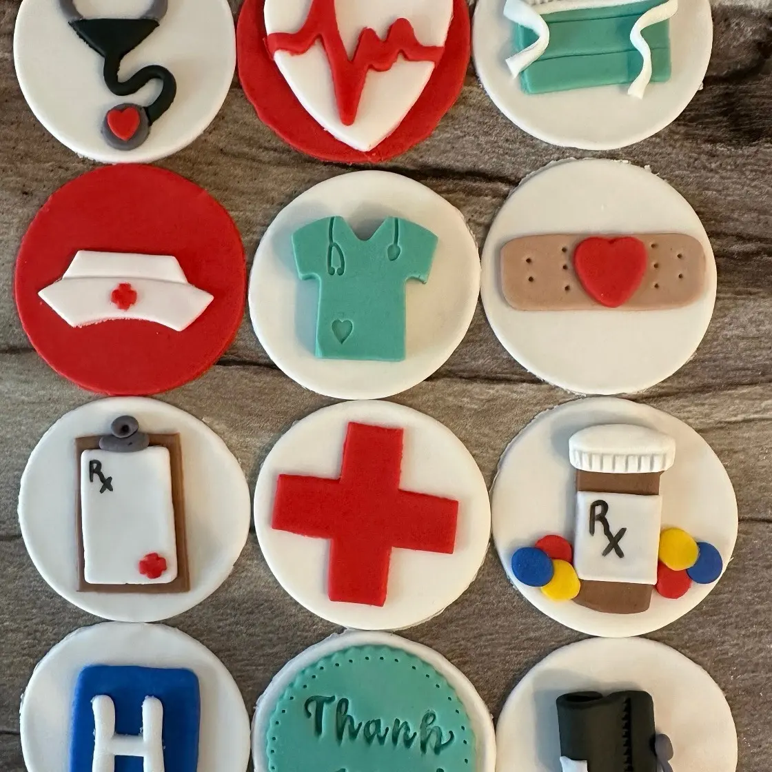 12 Fondant Cupcake Toppers