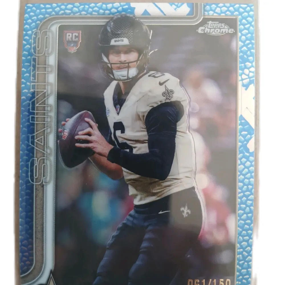 Tyler Shough Topps Chrome Blue Leather Refractor Trading Card