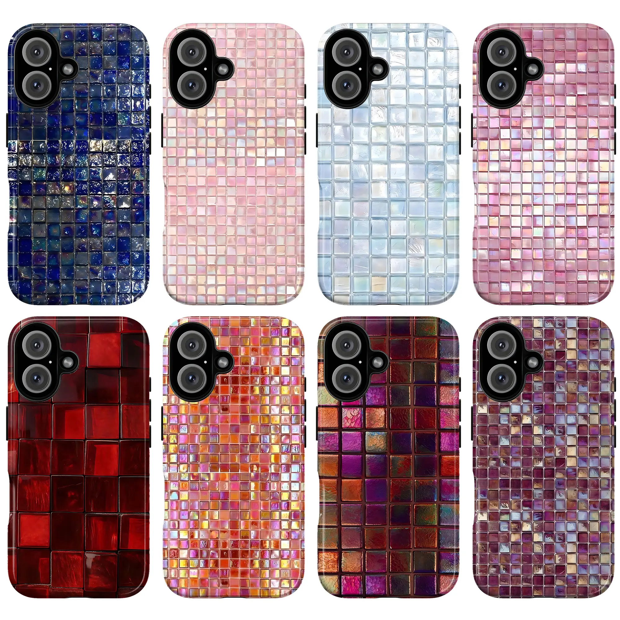 Whimsical Mosaic Phone Case – Iridescent Glass Tile & Colorful Art Pattern Cover for iPhone 11 12 13 14 15 16 17 Pro Max X XS & Samsung Galaxy S21–S25 Plus Ultra | Cute Vintage Aesthetic Gift
