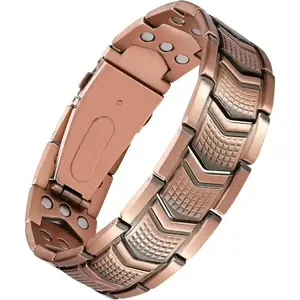 Retro pure copper men's magnetic bracelet, crafted from high-quality pure copper, with a thick and durable texture that doesn't fade easily. It is equipped with powerful magnets, making it suitable for daily wear, as a gift, or for personal use. tiktoksho