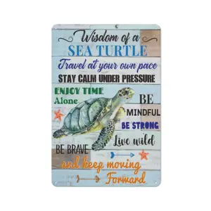 Sea Turtle Decor, Friends Inspirational Turtle Gifts, Wall Art Wooden Hanging Sign Decor, for Office Bedroom Living Room Home Decoration 12x8 Inch