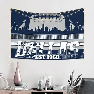 Football Theme Polyester Fabric Tapestry - Weatherproof Courtyard Banner, Machine Washable Wall Hanging for Bedroom, Living Room Home Decor
