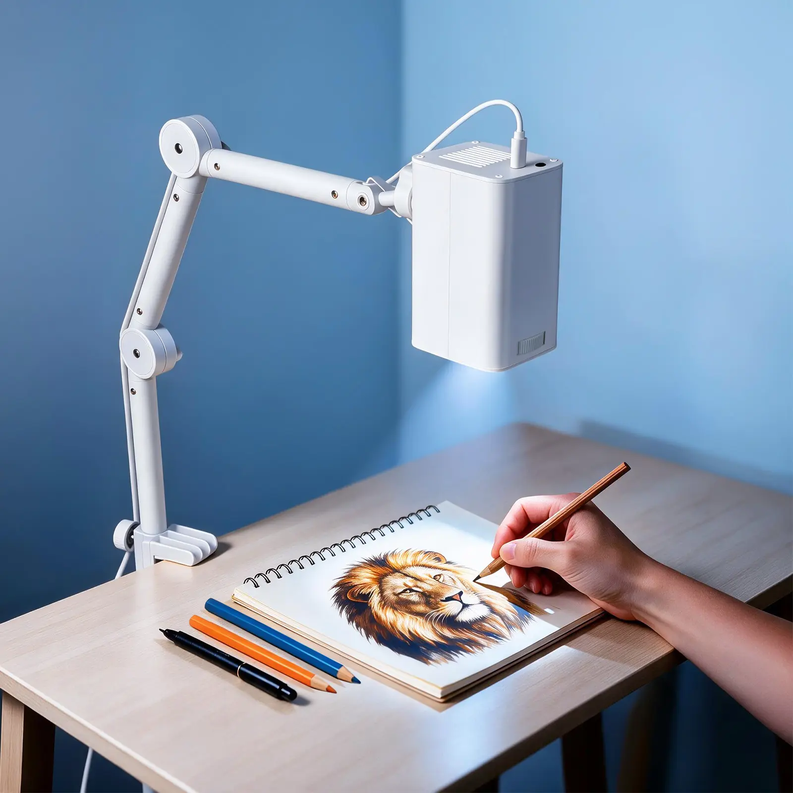 Pro Art Tracing Projector, 1280×720 HD DIY Tool, Stable Clamp, 360° Bionic Arm, 5G Dual-Band WiFi, Offline-Ready Type-C, Beginner-Friendly for Sketching, Murals & DIY Crafts, Cool Christmas Gift