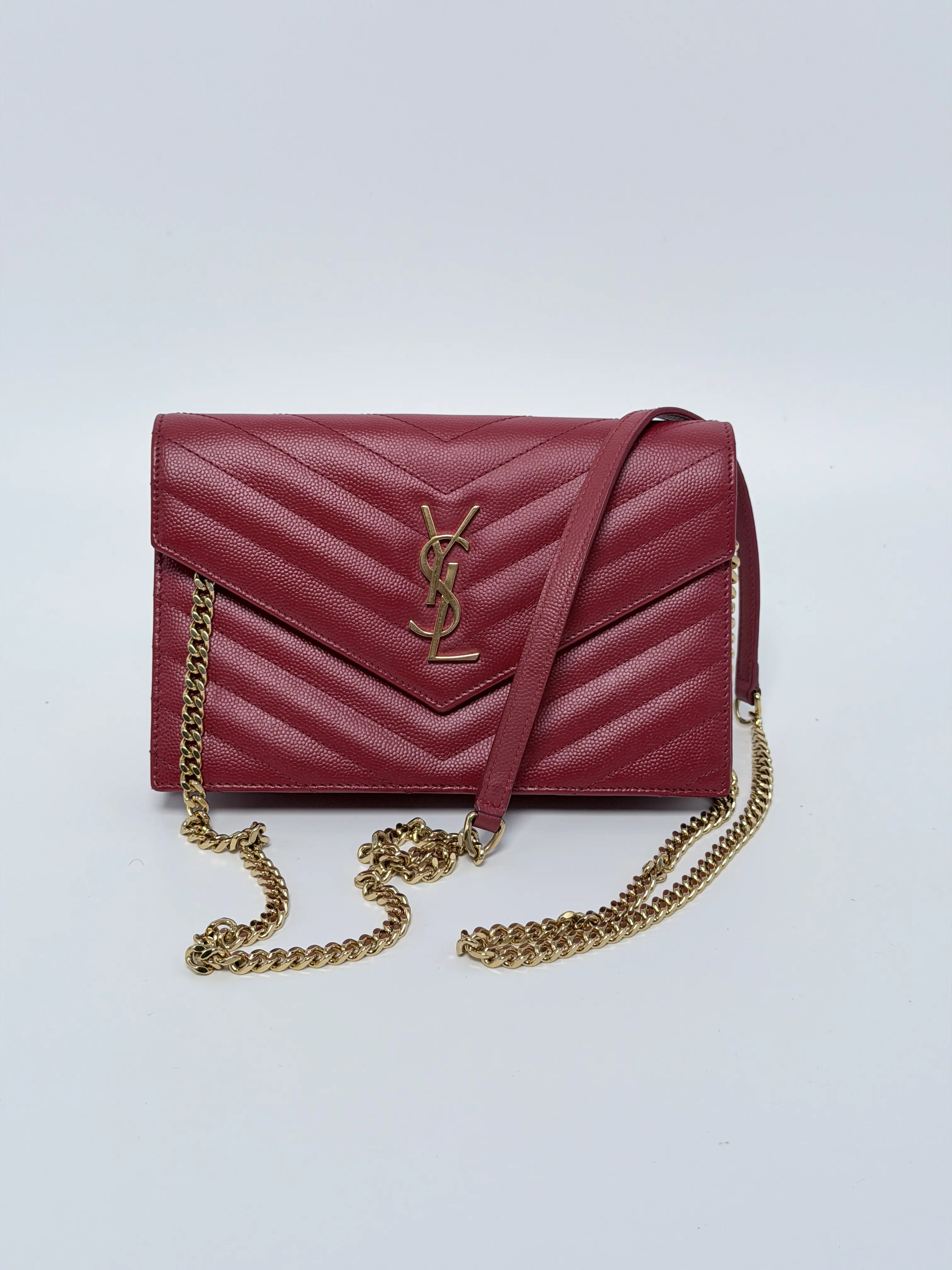 Pre-owned Yves Saint Laurent Leather Crossbody Bags Saint Laurent Monogram Envelope Chain Wallet Crossbody Bag Authentic YS312FEI