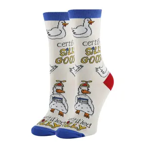 Women's Funny Novelty Animal Crew Socks, Silly Crazy Cotton Socks, Silly Goose, Size 5-10