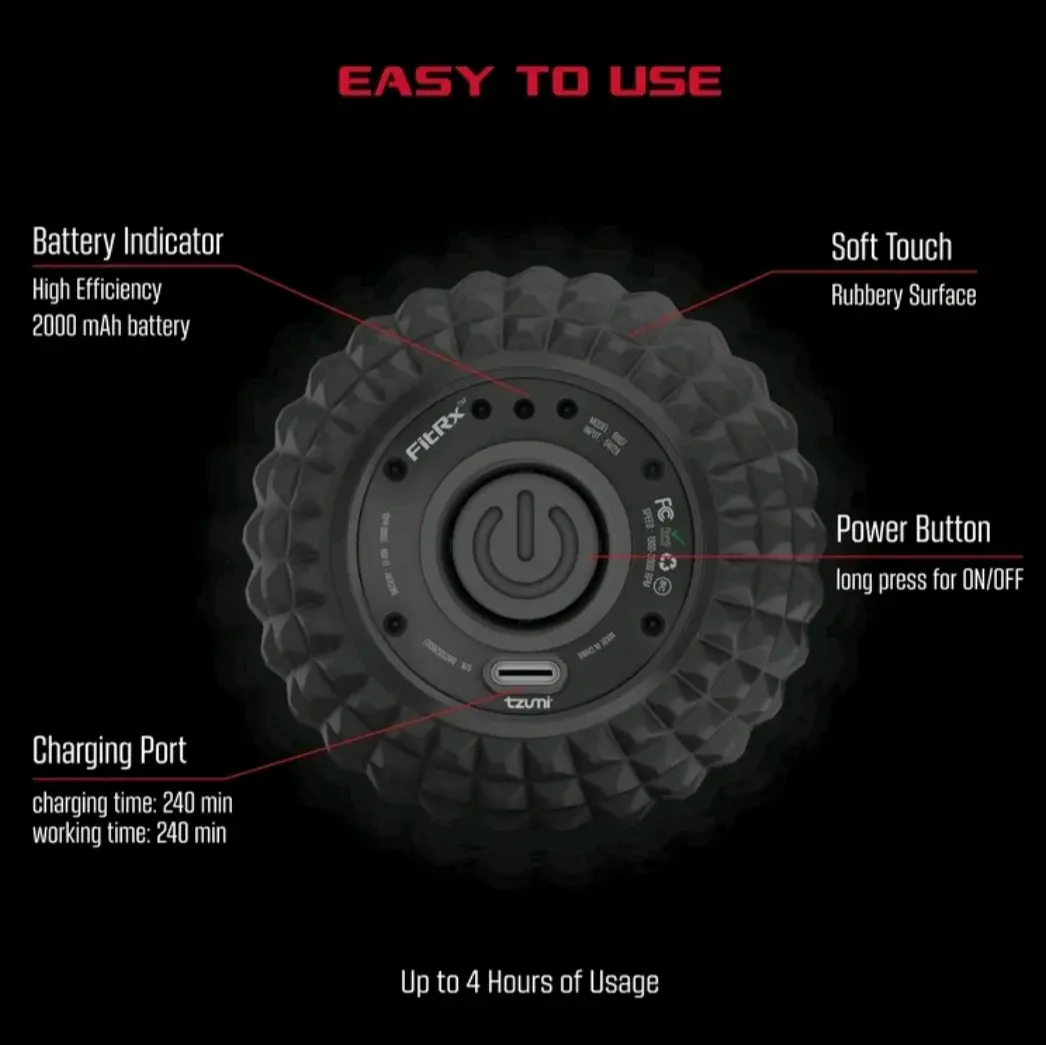 4-Speed Vibrating Massage Ball - Electric Fitness Ball Massager for Muscle Relief, Lightweight Design, Targets Small Muscle Groups - Relaxing back